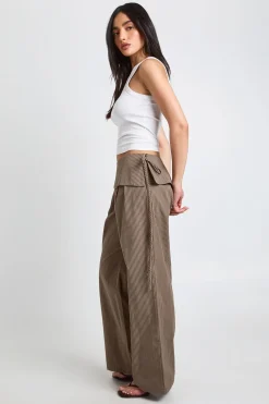 boohoo Pantalon Rayé À Taille Repliée<Femme Pantalons