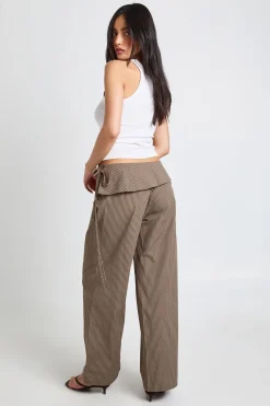 boohoo Pantalon Rayé À Taille Repliée<Femme Pantalons
