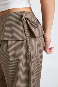 boohoo Pantalon Rayé À Taille Repliée<Femme Pantalons