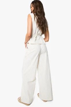 boohoo Pantalon à rayures, taille à cordon et jambes larges<Femme Pantalons