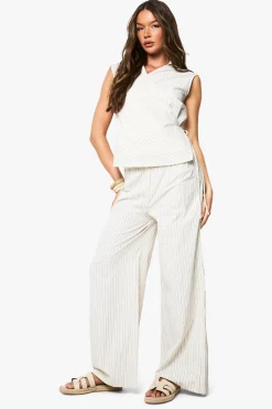 boohoo Pantalon à rayures, taille à cordon et jambes larges<Femme Pantalons
