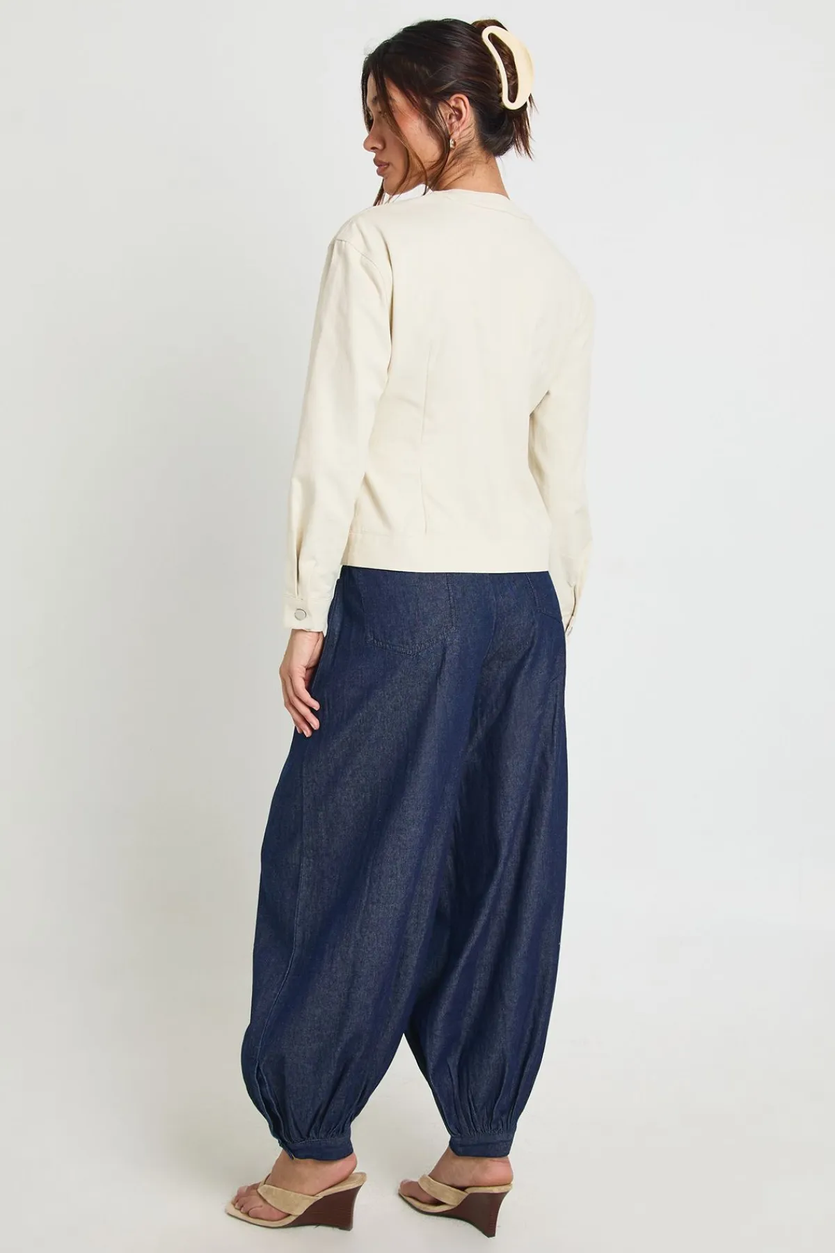 boohoo Pantalon Sarouel En Chambray<Femme Pantalons