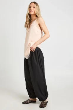 Pantalon Sarouel Taille Basse En Popeline Petite