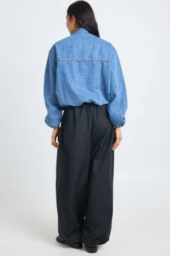 Pantalon Sarouel Taille Basse En Popeline Coupe Tall
