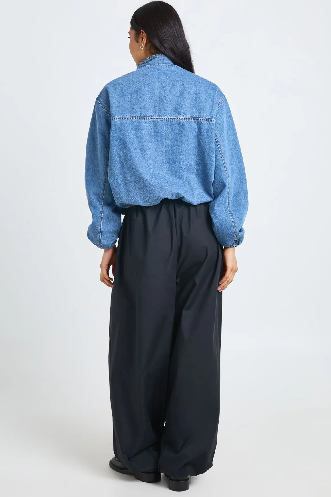 Pantalon Sarouel Taille Basse En Popeline Coupe Tall