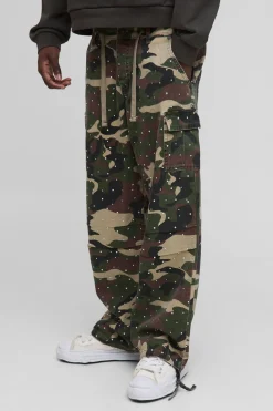 boohooMAN Pantalons cargo à strass, coupe décontractée<Homme Tout Afficher|Pantalons Grande Taille