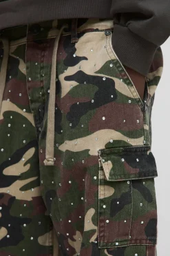 boohooMAN Pantalons cargo à strass, coupe décontractée<Homme Tout Afficher|Pantalons Grande Taille