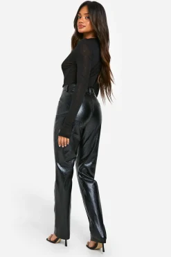 boohoo Pantalon Slim Fit Croc synthétique<Femme Pantalons|Tailleurs
