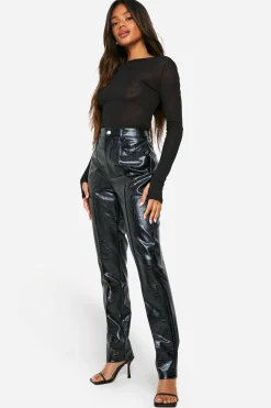 boohoo Pantalon Slim Fit Croc synthétique<Femme Pantalons|Tailleurs