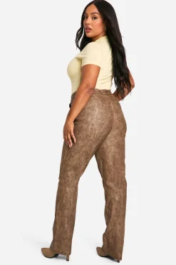 boohoo Pantalon slim fit en synthétique lavé à détails de couture pour grandes tailles<Femme Pantalons|Tailleurs