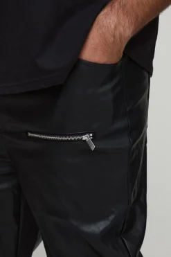 Pantalon slim fit à l'allure cuir avec détails zippés
