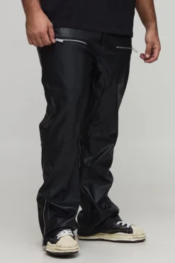 Pantalon slim fit à l'allure cuir avec détails zippés
