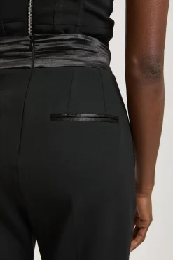 Pantalon Smoking Petite Coupe Slim Jambe Fuselée Mélange Stretch Compact & Satin