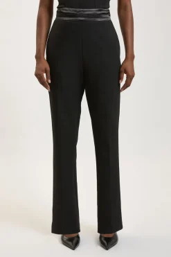 Pantalon Smoking Petite Coupe Slim Jambe Fuselée Mélange Stretch Compact & Satin