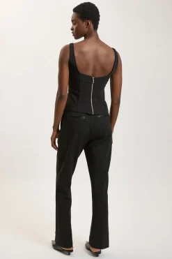 Pantalon Smoking Petite Coupe Slim Jambe Fuselée Mélange Stretch Compact & Satin