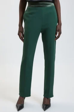 Pantalon Smoking Slim En Mélange Stretch Compact Et Satin