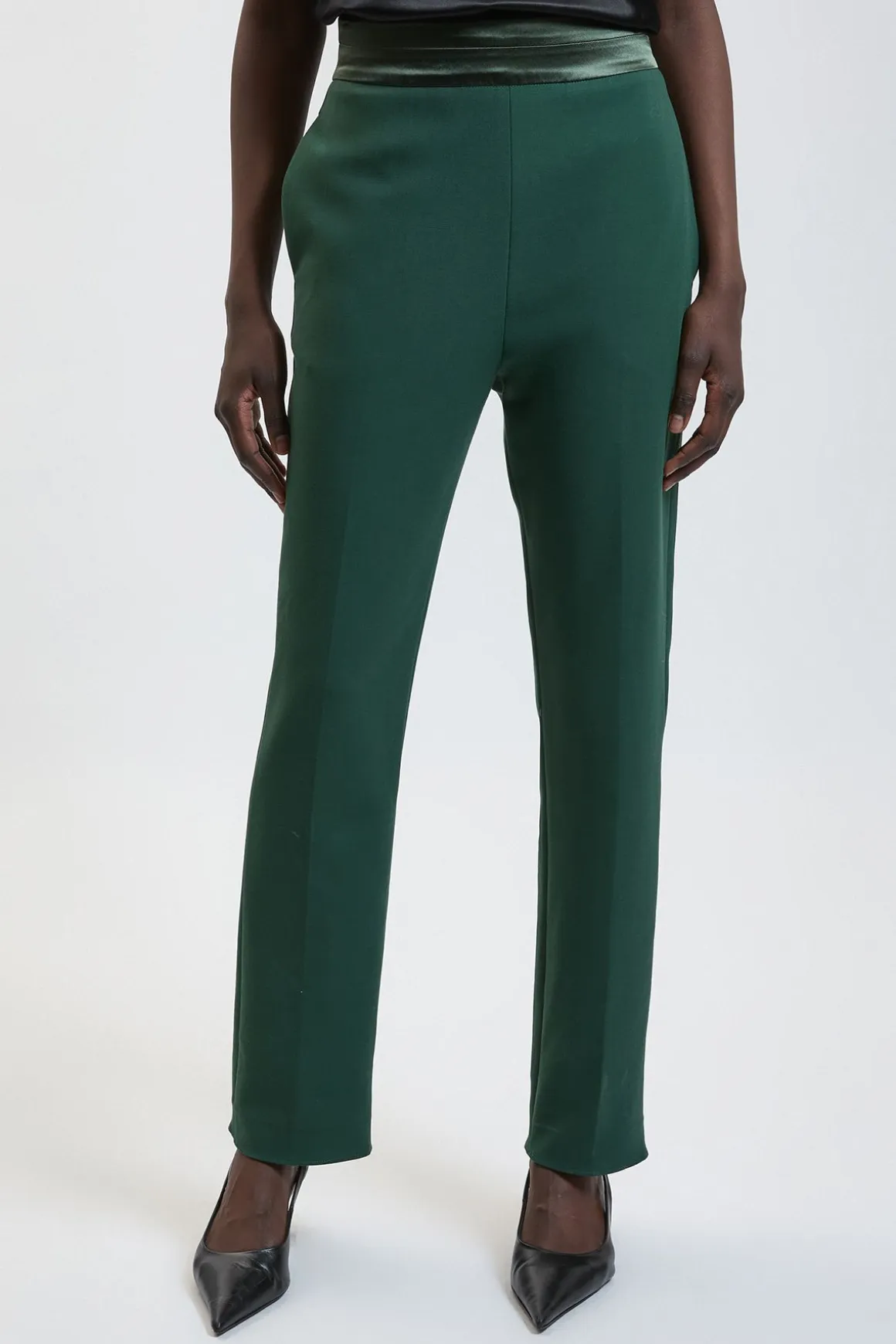 Pantalon Smoking Slim En Mélange Stretch Compact Et Satin