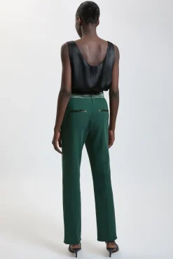 Pantalon Smoking Slim En Mélange Stretch Compact Et Satin