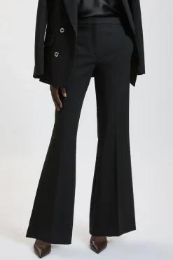 KarenMillen Pantalon Smoking Évasé En Mélange Stretch Compact Et Satin<Femme Pantalons|Satin Et Dentelle