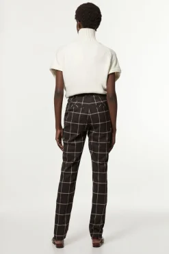 Pantalon sur mesure à carreaux, coupe droite, pour grandes tailles