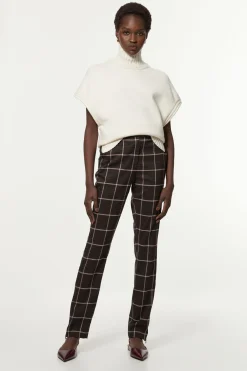 Pantalon sur mesure à carreaux, coupe droite, pour grandes tailles