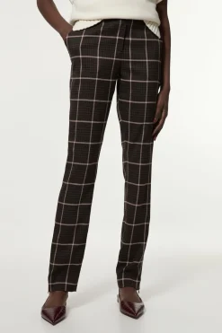 Pantalon sur mesure à carreaux, coupe droite, pour grandes tailles