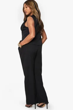 Pantalon sur mesure plissé en tissu tissé à jambes larges