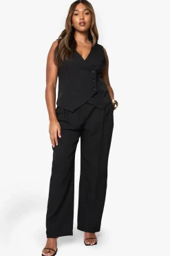 Pantalon sur mesure plissé en tissu tissé à jambes larges
