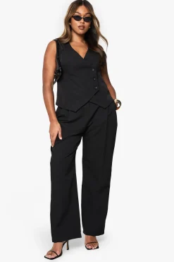 Pantalon sur mesure plissé en tissu tissé à jambes larges