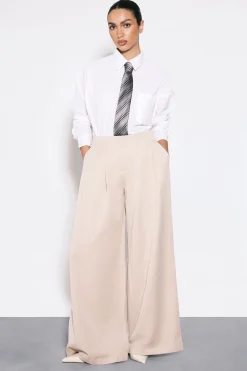 boohoo Pantalon sur mesure plissé taille basse à jambes larges<Femme Pantalons|Tailleurs