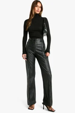 boohoo Pantalon synthétique à Couture Frontale, Coupe Skinny Évasée<Femme Pantalons