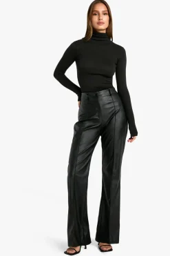 boohoo Pantalon synthétique à Couture Frontale, Coupe Skinny Évasée<Femme Pantalons
