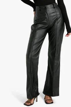 boohoo Pantalon synthétique à Couture Frontale, Coupe Skinny Évasée<Femme Pantalons