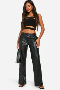 Pantalon synthétique taille basse à jambe droite