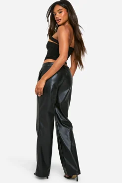 Pantalon synthétique taille basse à jambe droite
