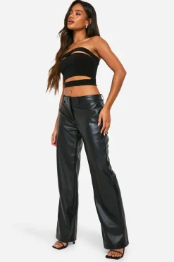 Pantalon synthétique taille basse à jambe droite