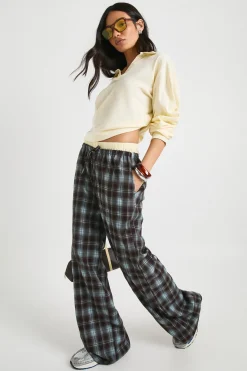 Pantalon à taille avec cordon de serrage et jambes larges