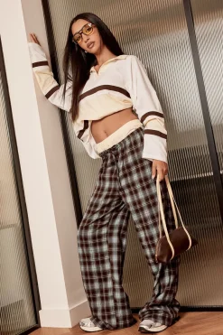 Pantalon à taille avec cordon de serrage et jambes larges