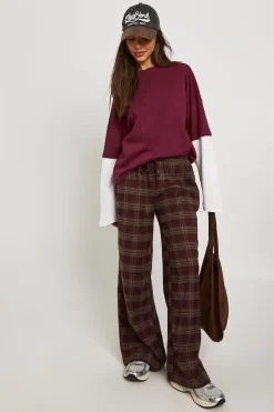 Pantalon à taille avec cordon de serrage et jambes larges