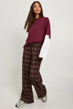Pantalon à taille avec cordon de serrage et jambes larges