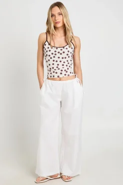 boohoo Pantalon Taille Basse Aspect Lin Avec Liens Latéraux Petite<Femme Pantalons