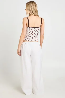boohoo Pantalon Taille Basse Aspect Lin Avec Liens Latéraux Petite<Femme Pantalons