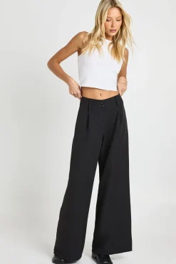 Pantalon taille basse à jambes larges