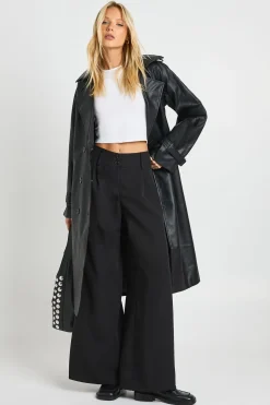 Pantalon taille basse à jambes larges