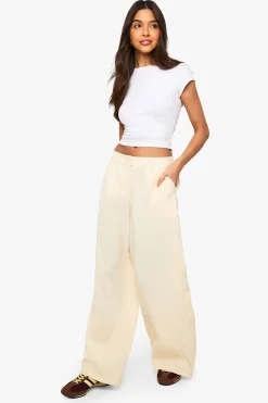 Pantalon taille basse à jambes larges
