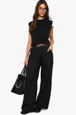 boohoo Pantalon taille basse à jambes larges<Femme Pantalons