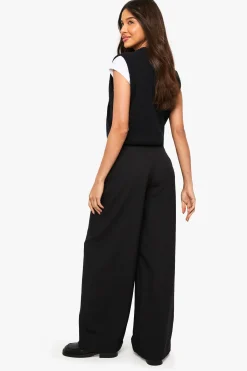 boohoo Pantalon taille basse à jambes larges<Femme Pantalons