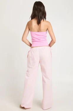 boohoo Pantalon Taille Basse À Liens Latéraux Aspect Lin<Femme Pantalons