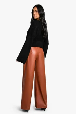 Pantalon taille basse synthétique à jambes larges