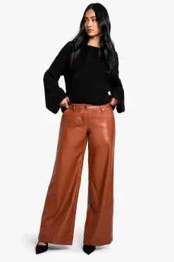 Pantalon taille basse synthétique à jambes larges